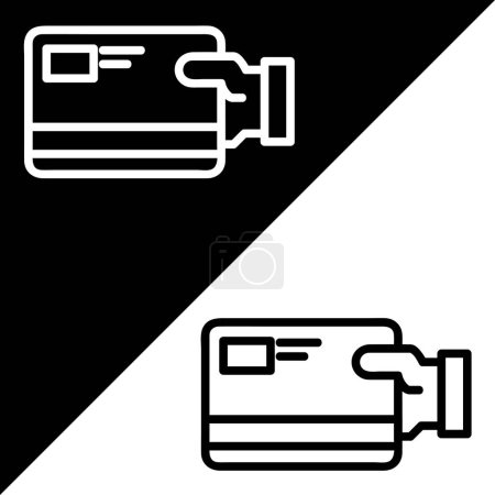 Ilustración de Icono del vector de la tarjeta, estilo del esquema, aislado en fondo blanco y negro. - Imagen libre de derechos