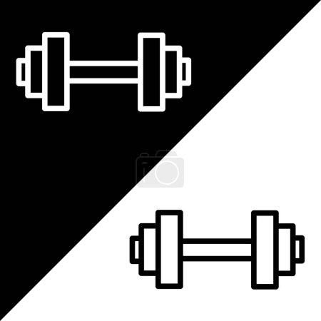 Illustration for Dumbbell Vector icon, Outline style, isolated on Black and white Background. - Royalty Free Image