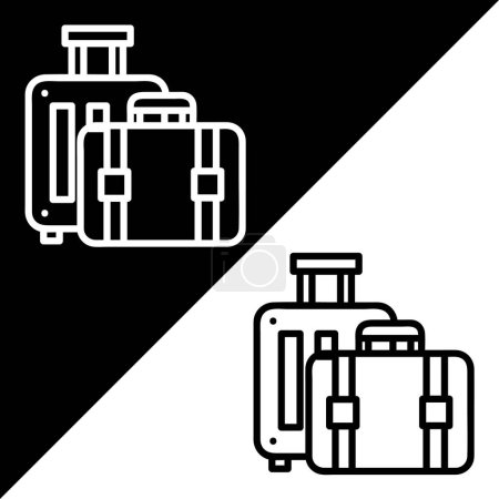 Illustration for Luggage Vector icon, Outline style, isolated on Black and white Background. - Royalty Free Image