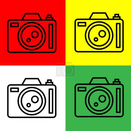 Illustration for Camera Vector icon, Outline style, from Accommodation and hotel icons collection, isolated on Red, Yellow, Green and White Background. - Royalty Free Image