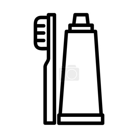 Illustration for Toothbrush and Toothpaste Vector Icon, Outline style, from Accommodation and hotel icons collection, isolated on White Background. - Royalty Free Image