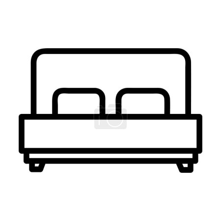 Ilustración de Cama icono vectorial, estilo de esquema, de alojamiento y colección de iconos de hotel, aislado en fondo blanco. - Imagen libre de derechos