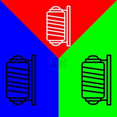 Ilustración de Icono de vector de peluquero, Estilo de contorno, aislado en fondo rojo, azul y verde. - Imagen libre de derechos