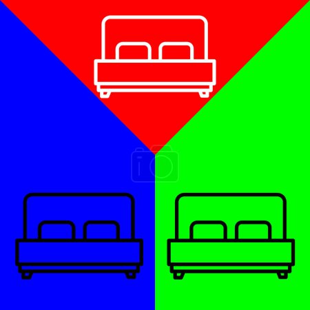Illustration for Bed Vector icon, Outline style, isolated on Red, Blue and Green Background. - Royalty Free Image