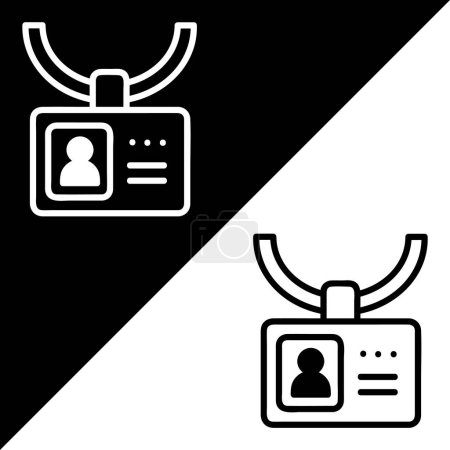 Illustration for ID card Vector Icon, Lineal style, isolated on Black and white Background. - Royalty Free Image