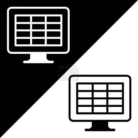 Excel Vector Icon, Lineal style, isolated on Black and white Background.