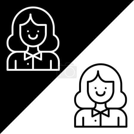Illustration for Female Accounting Avatar Vector Icon, Lineal style, isolated on Black and white Background. - Royalty Free Image