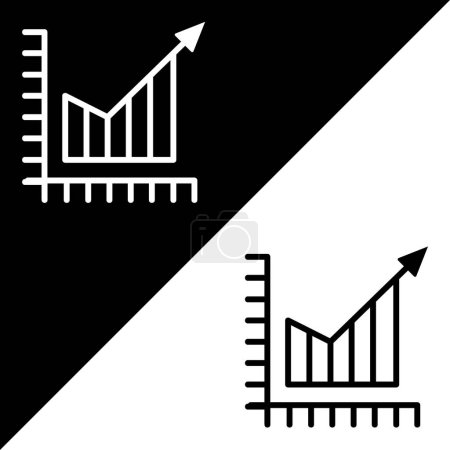 Illustration for Graph Vector Icon, Lineal style, isolated on Black and white Background. - Royalty Free Image
