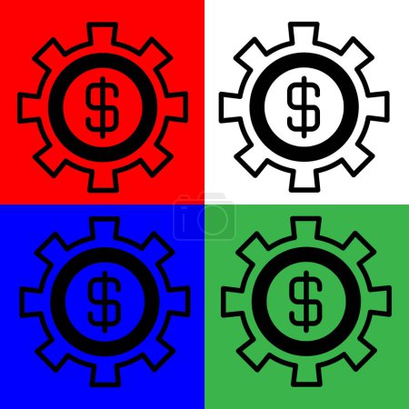 Illustration for Setting or System Vector icon, Lineal style, from accounting icons collection, isolated on white, Green, Blue and Red Background. - Royalty Free Image