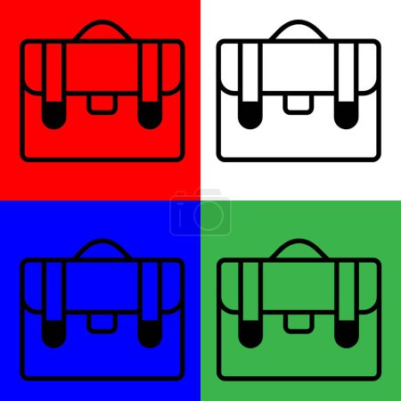 Téléchargez les illustrations : Icône portefeuille, icône vectorielle de symbole portefeuille, mallette, sac, icône bagage. Style linéaire, de la collection d'icônes comptables, isolé sur fond blanc, vert, bleu et rouge. - en licence libre de droit