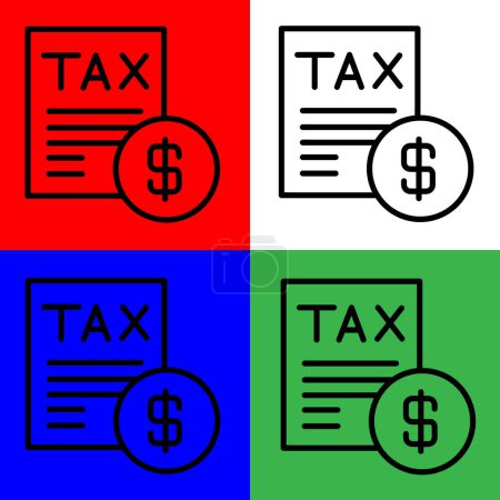 Illustration for Tax Vector Icon, Lineal style, from accounting icons collection, isolated on white, Green, Blue and Red Background. - Royalty Free Image