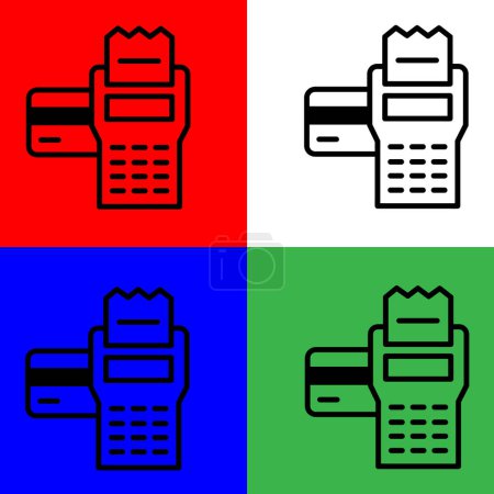 Illustration for Pos Terminal Vector Icon, Lineal style, from accounting icons collection, isolated on white, Green, Blue and Red Background. - Royalty Free Image