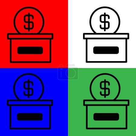 Illustration for Donation Vector Icon, Lineal style, from accounting icons collection, isolated on white, Green, Blue and Red Background. - Royalty Free Image