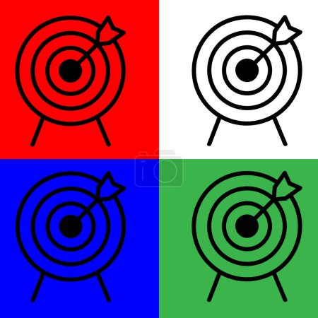 Ilustración de Icono de vector objetivo, estilo Lineal, de la colección de iconos de contabilidad, aislado en fondo blanco, verde, azul y rojo. - Imagen libre de derechos