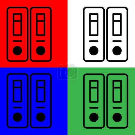 Téléchargez les photos : Archive Icône vectorielle, style linéaire, de la collection d'icônes comptables, isolé sur fond blanc, vert, bleu et rouge. - en image libre de droit