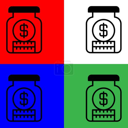 Illustration for Savings Vector Icon, Lineal style, from accounting icons collection, isolated on white, Green, Blue and Red Background. - Royalty Free Image