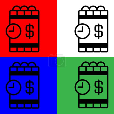 Liabilities Vector Icon, Lineal style, from accounting icons collection, isolated on white, Green, Blue and Red Background.