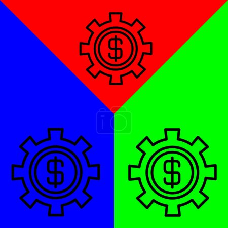 Illustration for Setting or System Vector icon, Lineal style, from accounting icons collection, isolated on Green, Blue and Red Background. - Royalty Free Image
