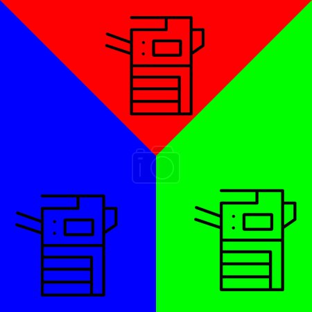 Fotokopierer Vector Icon, linearer Stil, aus der Sammlung von Buchhaltungssymbolen, isoliert auf grünem, blauem und rotem Hintergrund.