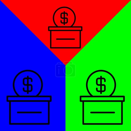 Illustration for Donation Vector Icon, Lineal style, from accounting icons collection, isolated on Green, Blue and Red Background. - Royalty Free Image