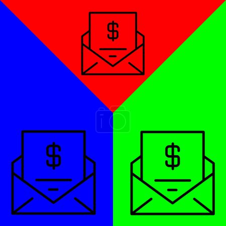 Illustration for Mail Vector Icon, Lineal style, from accounting icons collection, isolated on Green, Blue and Red Background. - Royalty Free Image