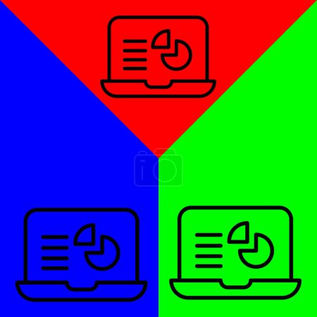 Ilustración de Data Analytics Vector Icon, estilo Lineal, de la colección de iconos de contabilidad, aislado en fondo verde, azul y rojo. - Imagen libre de derechos