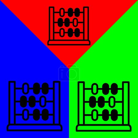 Téléchargez les illustrations : Icône vectorielle Abacus, style linéaire, de la collection d'icônes comptables, isolée sur fond vert, bleu et rouge. - en licence libre de droit