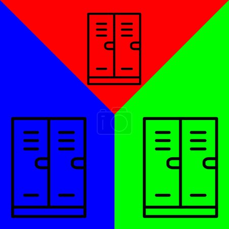 Téléchargez les illustrations : Casiers Icône vectorielle, Style linéaire, de la collection d'icônes comptables, isolé sur fond vert, bleu et rouge. - en licence libre de droit