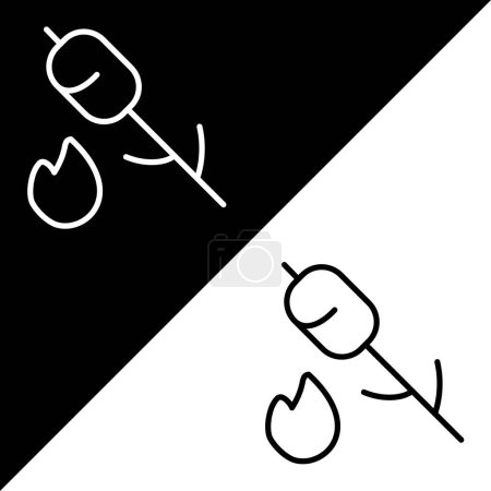 Marshmallows Vector Icon, icono de estilo Outline, de la colección de iconos Adventure, aislado en fondo blanco y negro.