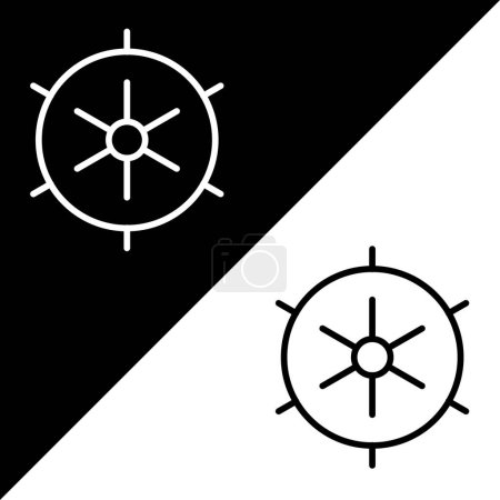 Illustration for Ship wheel Vector Icon, Outline style icon, from Adventure icons collection, isolated on Black and white Background. - Royalty Free Image