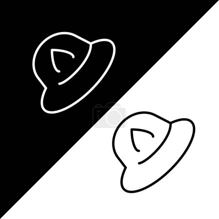 Ilustración de Sombrero Vector Icono, Icono de estilo de esquema, de la colección de iconos de aventura, aislado en fondo blanco y negro. - Imagen libre de derechos