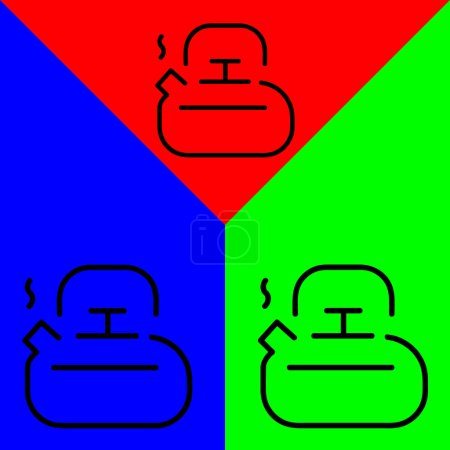 Illustration for Kettle Vector Icon, Outline style icon, from Adventure icons collection, isolated on Red, Blue and Green Background. - Royalty Free Image