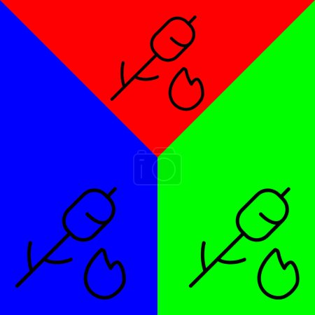 Icono del vector de malvaviscos, icono de estilo de esquema, de la colección de iconos de aventura, aislado en fondo rojo, azul y verde.