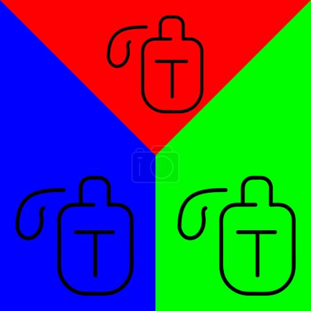 Téléchargez les illustrations : Icône vectorielle flasque, icône de style contour, de la collection icônes aventure, isolé sur fond rouge, bleu et vert. - en licence libre de droit