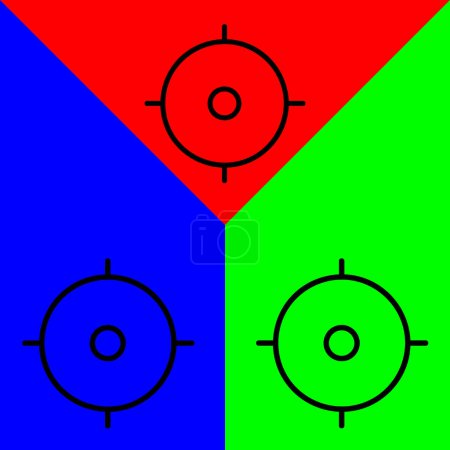 Ilustración de Ubicación Icono vectorial, icono de estilo de esquema, de la colección de iconos de aventura, aislado en fondo rojo, azul y verde. - Imagen libre de derechos