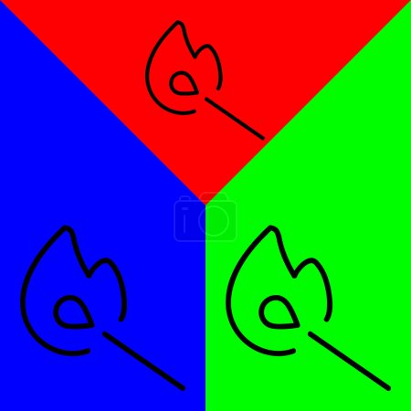 Matches Vector Icon, Outline Style Icon, aus Adventure Icons Collection, isoliert auf rotem, blauem und grünem Hintergrund.