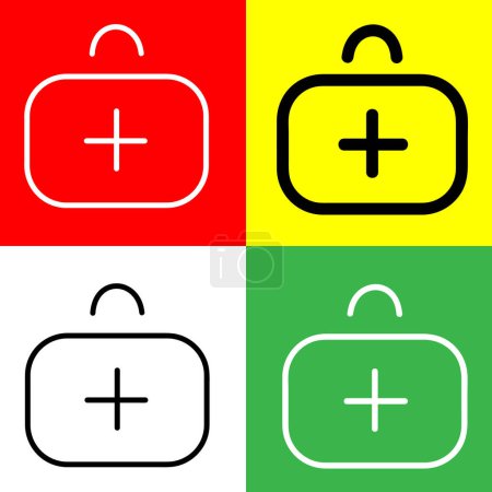 Illustration for First aid kit Vector Icon, Outline style icon, from Adventure icons collection, isolated on Red, Yellow, White and Green Background. - Royalty Free Image