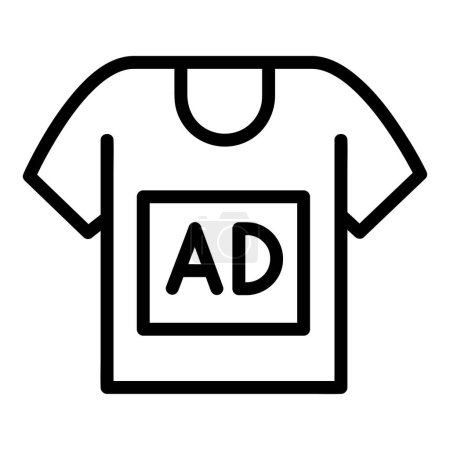 Téléchargez les illustrations : T-shirt Vector Icon, icône de style contour, de la collection d'icônes Publicité, isolé sur fond blanc. - en licence libre de droit