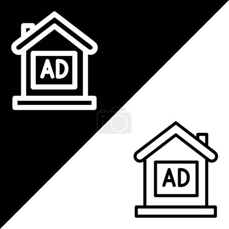 Foto de Casa icono vectorial, icono de estilo de esquema, de la colección de iconos de publicidad, aislado en fondo blanco y negro. - Imagen libre de derechos