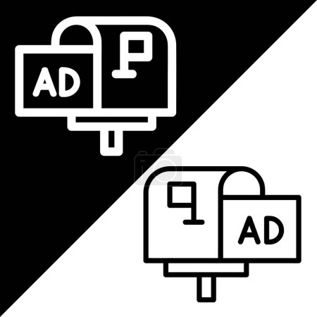 Illustration for Mailbox or letterbox Vector Icon, Outline style icon, from Advertisement icons collection, isolated on Black and white Background. - Royalty Free Image