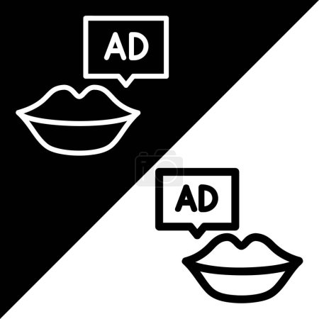 Icono de vector publicitario, icono de estilo de esquema, de la colección de iconos de publicidad, aislado en fondo blanco y negro.