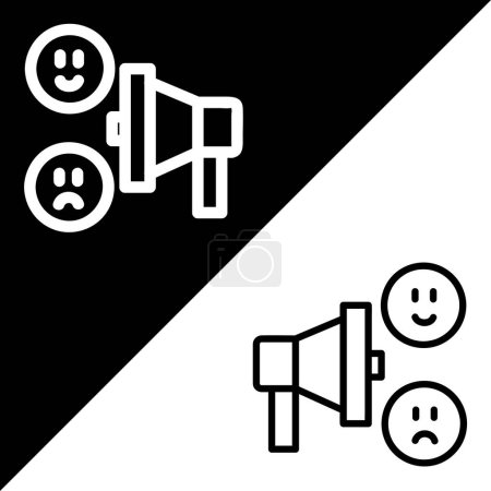 Ilustración de Icono vectorial de megáfono, icono de estilo de esquema, de la colección de iconos de publicidad, aislado en fondo blanco y negro. - Imagen libre de derechos