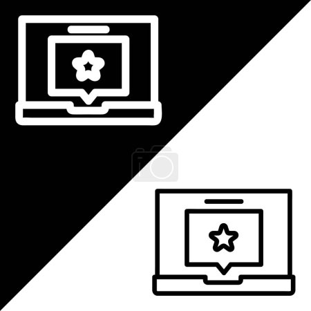 Ilustración de Icono del vector del ordenador portátil, icono de estilo de esquema, de la colección de iconos de publicidad, aislado en fondo blanco y negro. - Imagen libre de derechos