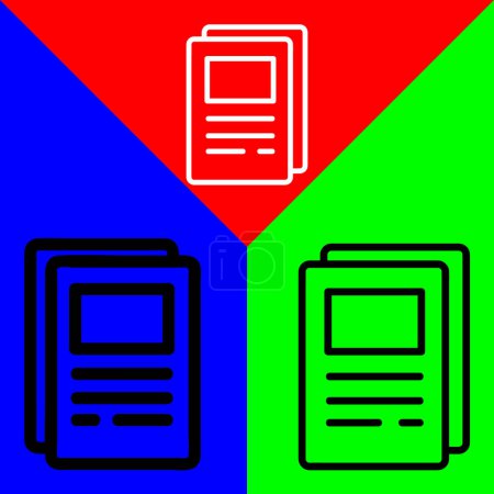 Ilustración de Papers Vector Icon, icono de estilo de esquema, de la colección de iconos de publicidad, aislado en fondo rojo azul y verde. - Imagen libre de derechos