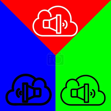 Téléchargez les illustrations : Cloud computing Icône vectorielle, icône de style contour, de la collection d'icônes Publicité, isolé sur fond rouge bleu et vert. - en licence libre de droit