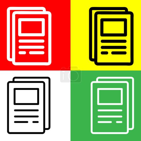 Téléchargez les illustrations : Papiers Icône vectorielle, icône de style contour, de la collection d'icônes de publicité, isolé sur fond rouge, jaune, vert et blanc. - en licence libre de droit