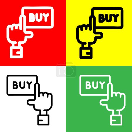 Illustration for Buy Vector Icon, Outline style icon, from Advertisement icons collection, isolated on Red, Yellow, Green and White Background. - Royalty Free Image