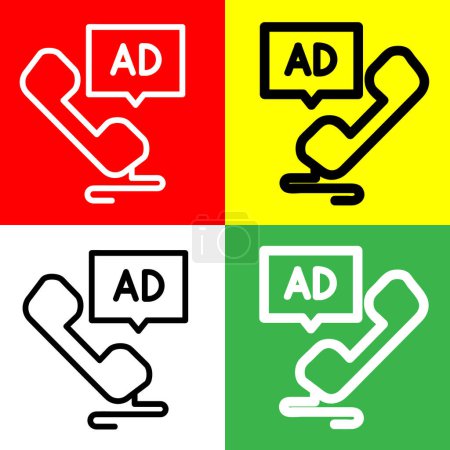 Ilustración de Icono de Vector de Marketing, Icono de estilo de esquema, de la colección de iconos de publicidad, aislado en fondo rojo, amarillo, verde y blanco. - Imagen libre de derechos