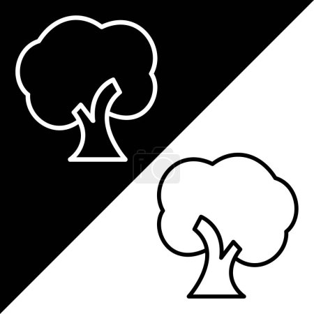 Téléchargez les photos : Icône vectorielle d'arbre, icône de style linéaire, de la collection d'icônes de l'agriculture, isolée sur fond noir et blanc. - en image libre de droit
