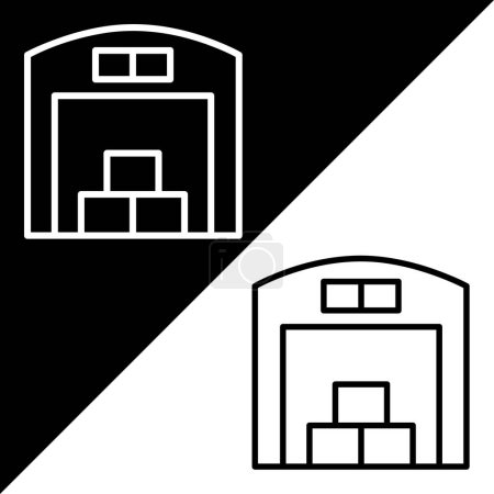 Illustration for Warehouse Vector Icon, Lineal style icon, from Agriculture icons collection, isolated on Black and white Background. - Royalty Free Image